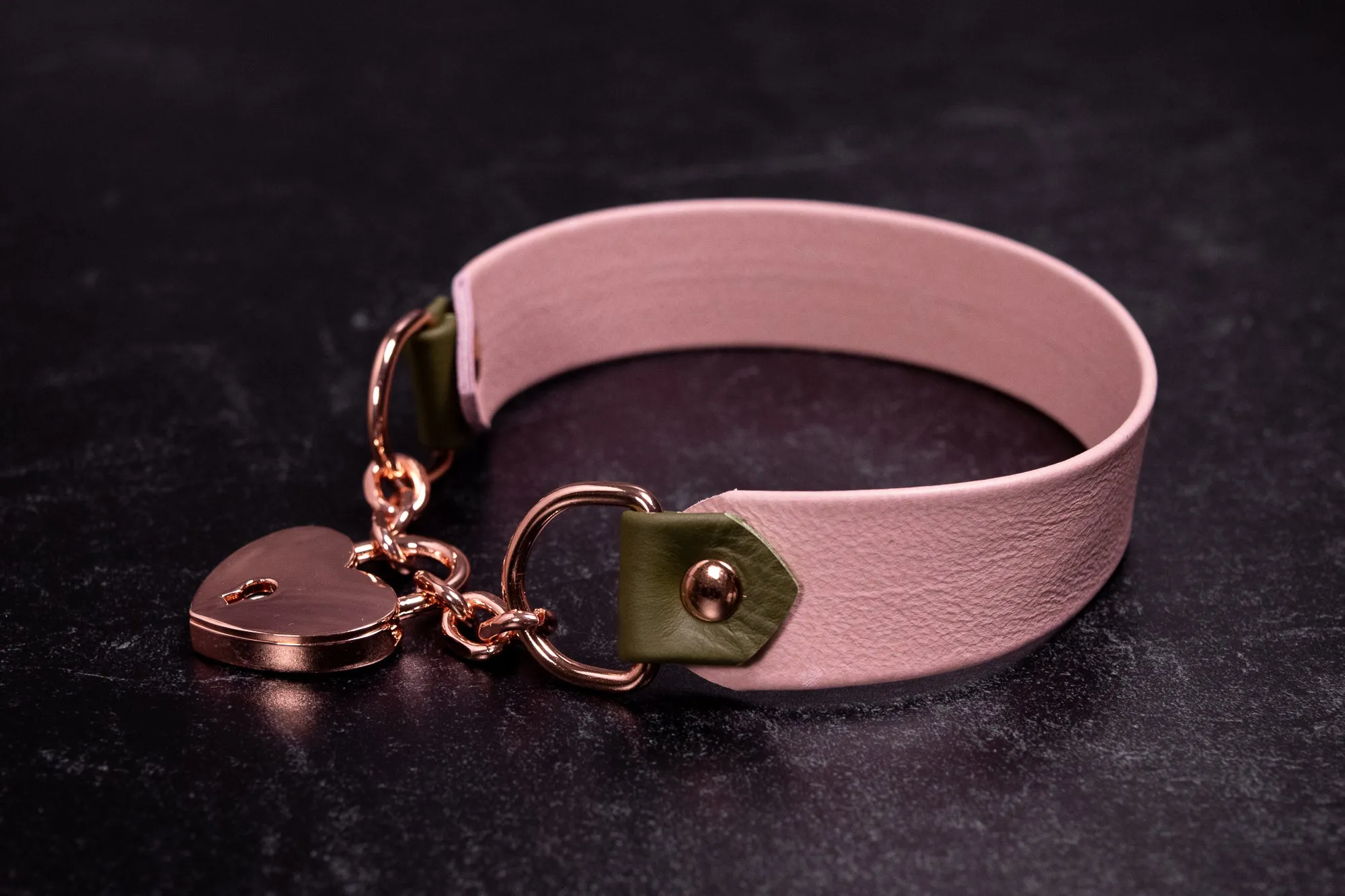 13" Locking Blush Leather Collar _ LIMITED _