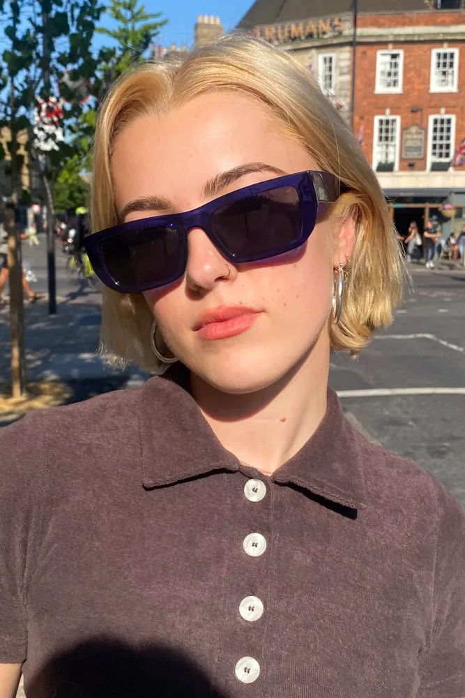 A Kjaerbede Fame Dark Blue Transparent Sunglasses
