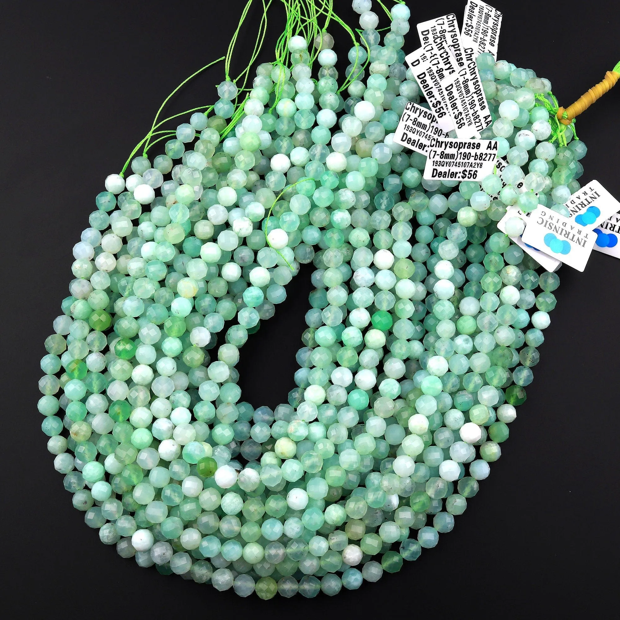 AA Natural Australian Green Chrysoprase Faceted Round 6mm 8mm 10mm Beads Diamond Cut Gemstone Beads 15.5" Strand