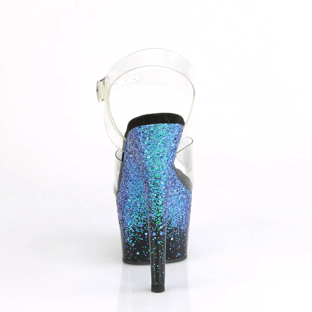 ADORE-708SS Black & Blue Ankle Peep Toe High Heel