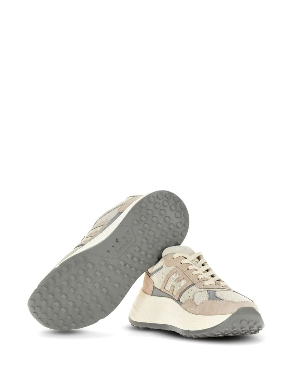 BEIGE SUEDE MESH PANEL SNEAKERS