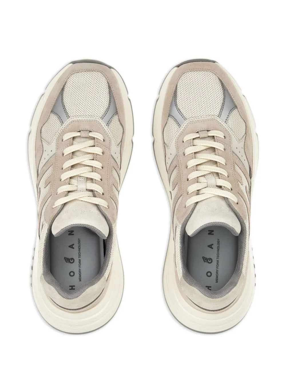 BEIGE SUEDE MESH PANEL SNEAKERS