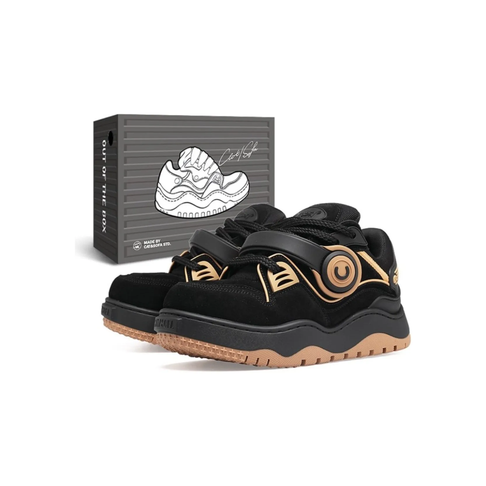 Cat & Sofa Headphone Shoes 'Black Gum'