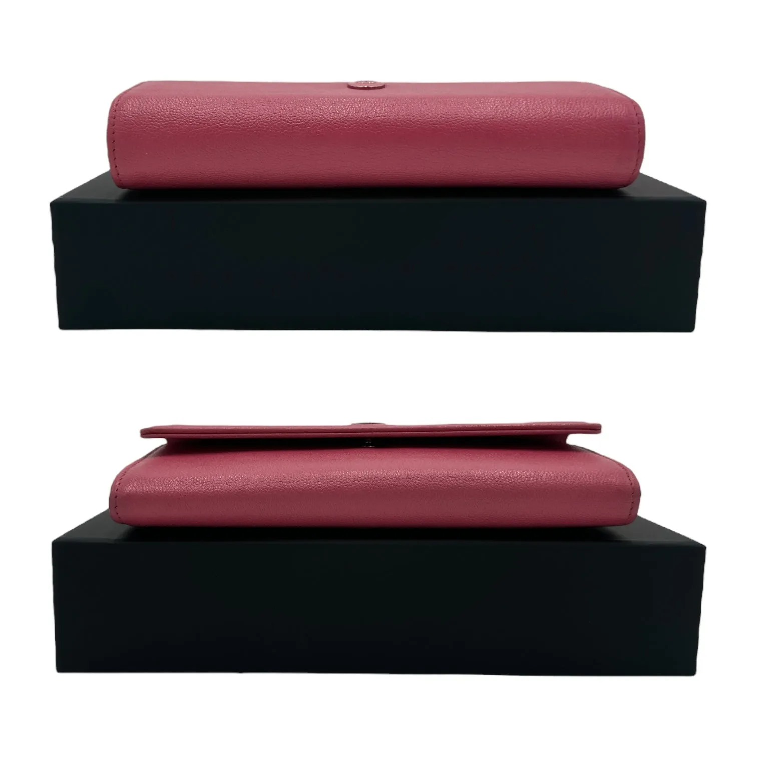 CHANEL Caviar CC Button Long Flap Wallet