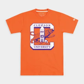 Clemson Tigers Vintage-Inspired Clock Tower Tee