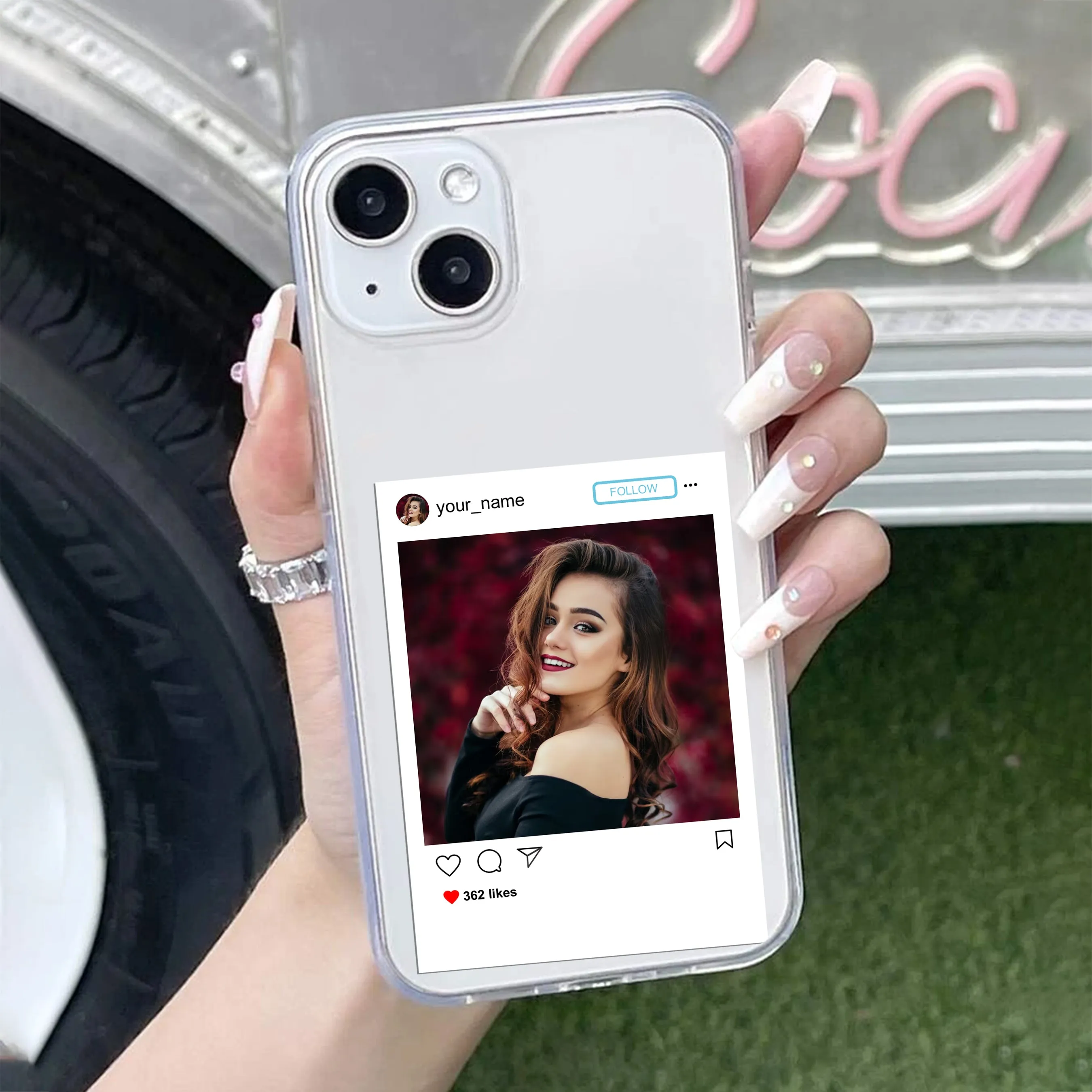 Customize Photo With Name  Transparent Silicon Case For IPhone