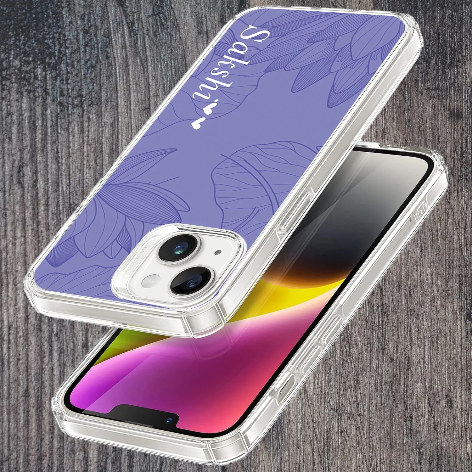 Customized luxury Purple leaves Transparent Silicon Case For Motorola