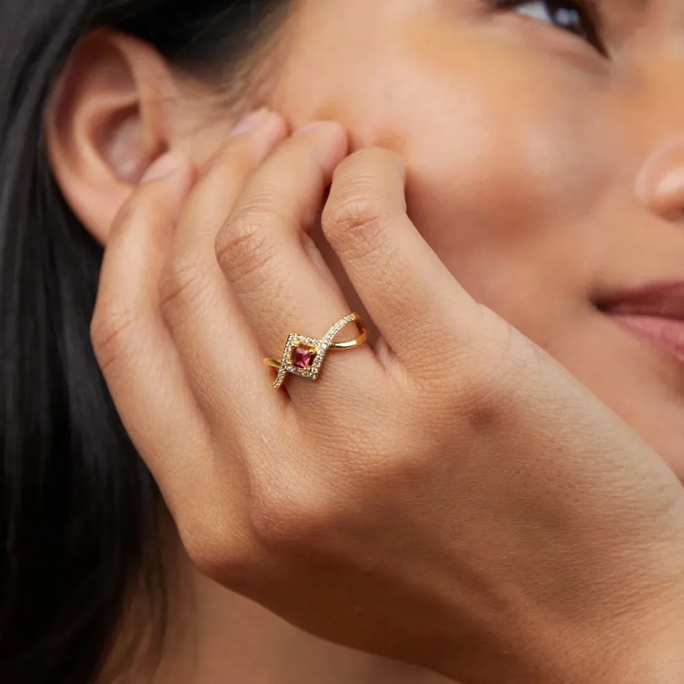 Deliah Magenta Crystal Ring