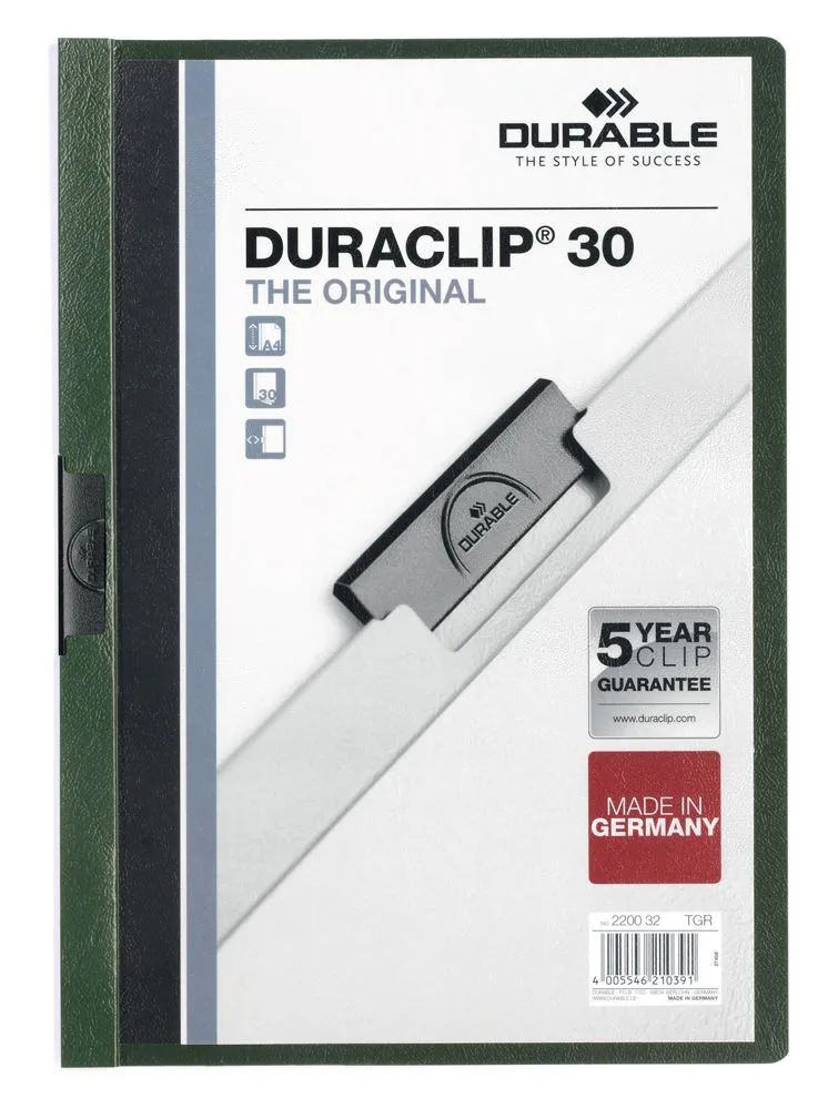 Durable DURACLIP 30 Sheet Document Clip File Folder | 25 Pack | A4 Assorted