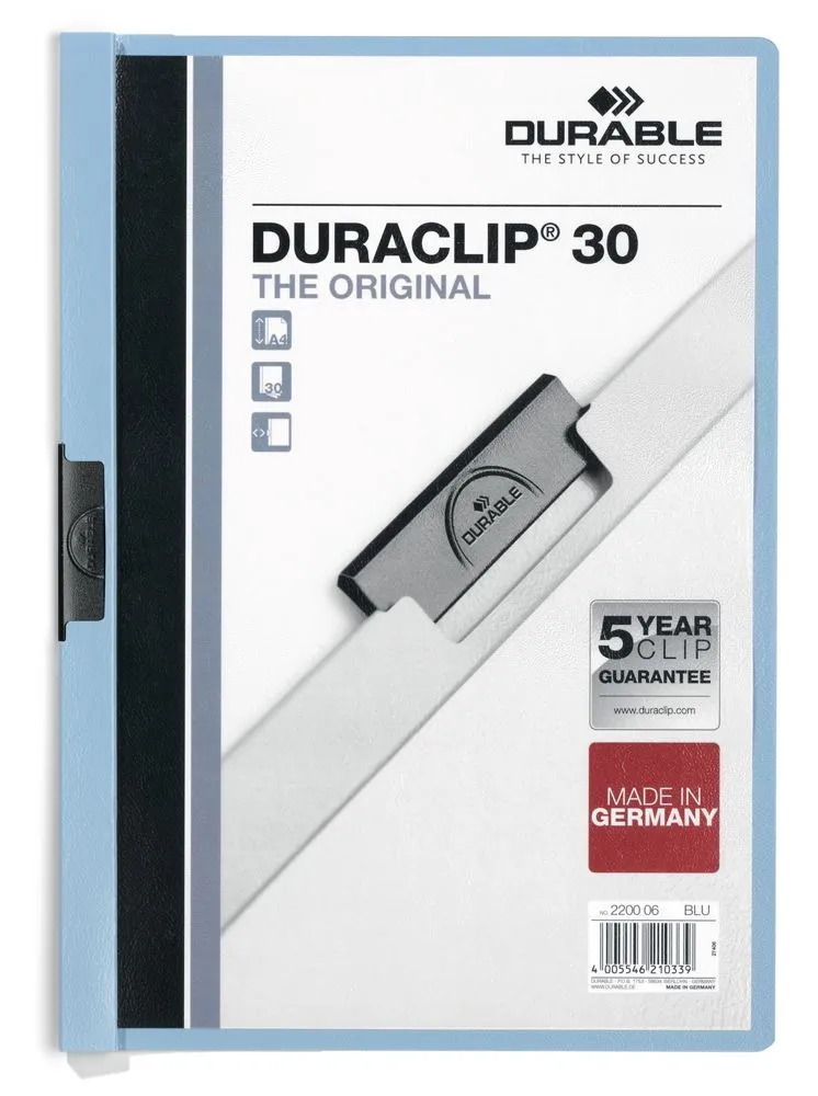 Durable DURACLIP 30 Sheet Document Clip File Folder | 25 Pack | A4 Assorted