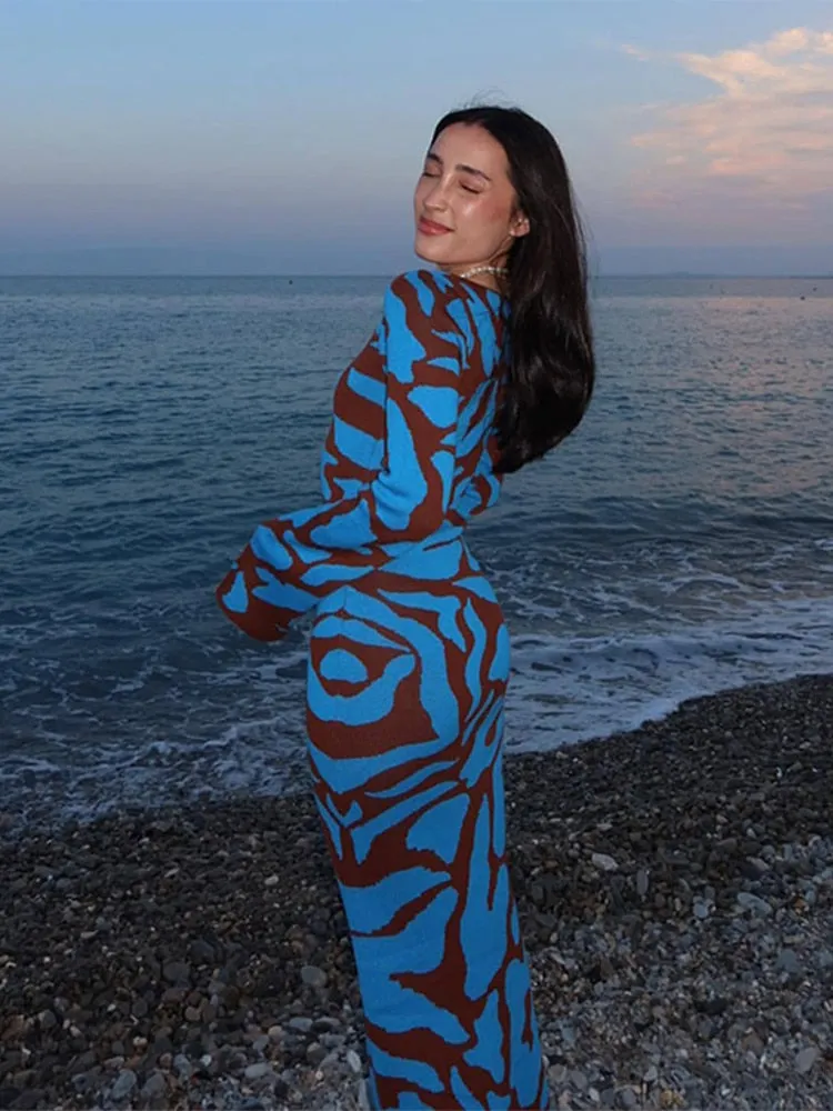 Elegantes langrmeliges Strickkleid