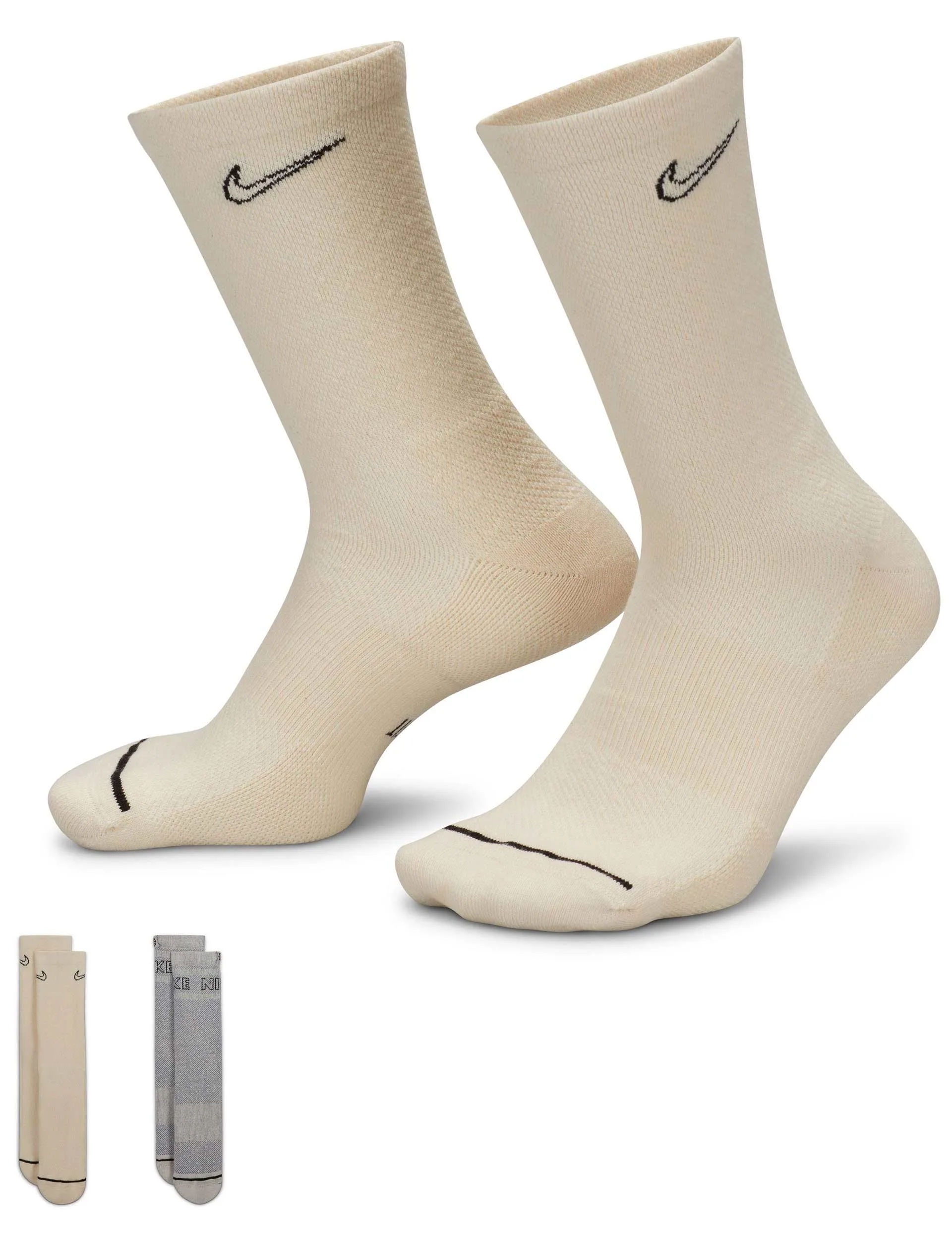 Everyday Plus Cushioned Crew Socks (2 Pairs) - Brown/Grey