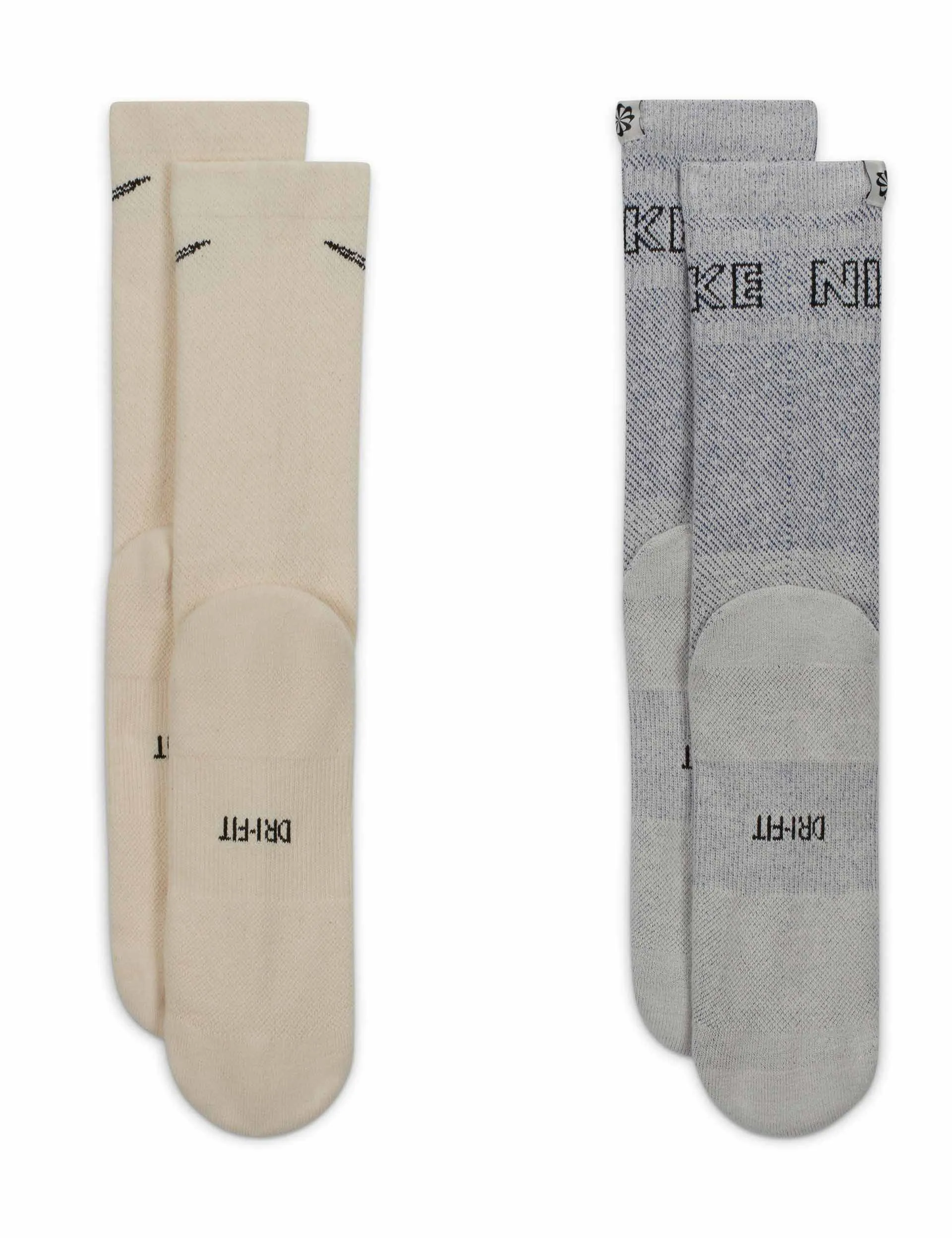 Everyday Plus Cushioned Crew Socks (2 Pairs) - Brown/Grey