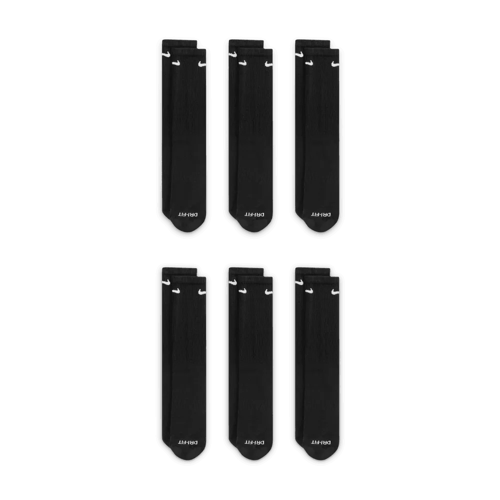 Everyday Plus Cushioned Training Crew Socks (6 Pairs) 'Black/White'