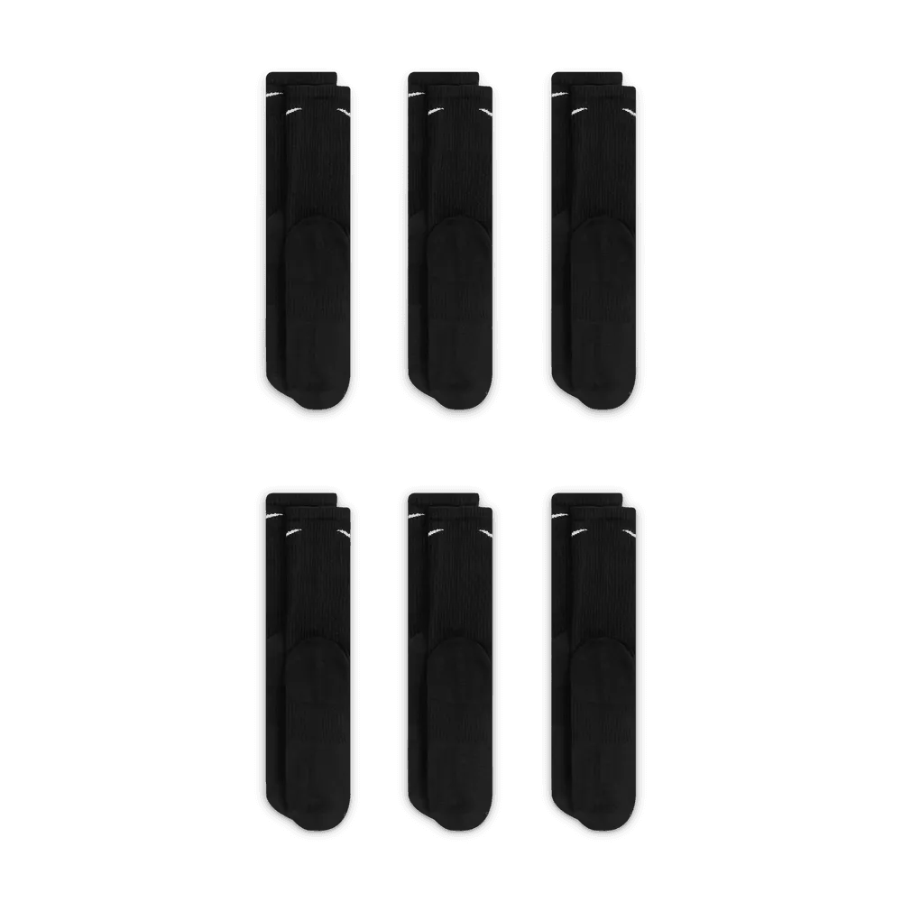 Everyday Plus Cushioned Training Crew Socks (6 Pairs) 'Black/White'