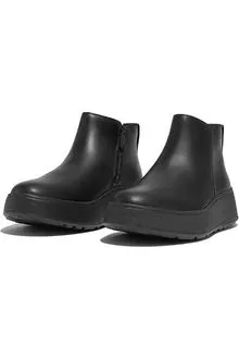 FitFlop F-Mode Leather Platform Zip Ankle Boot black GM2-090