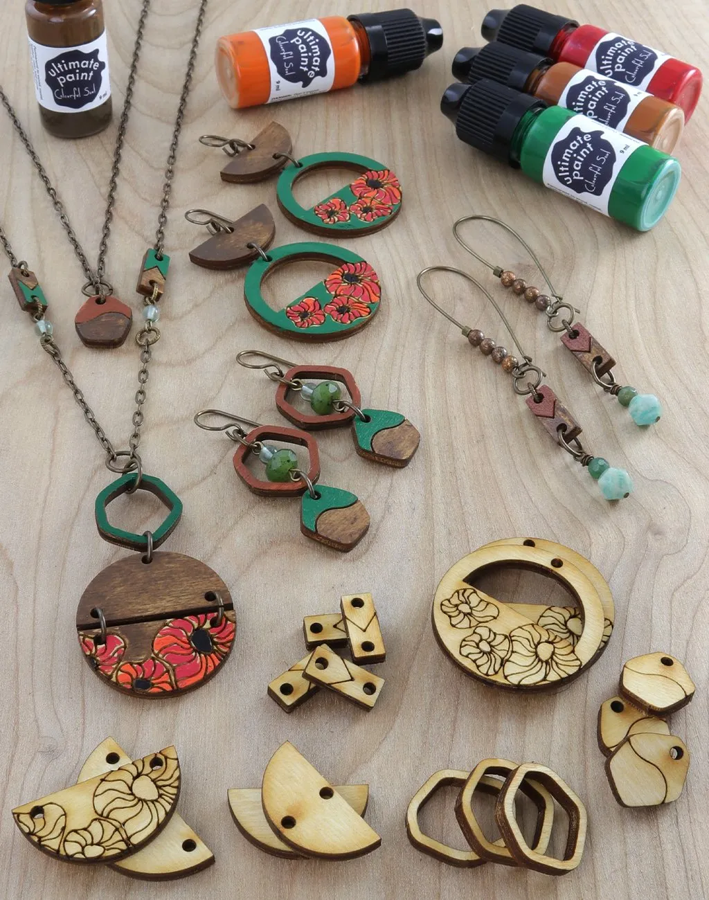 Foliage Flowers, Jewelry Pop Outs Set (3 panels)