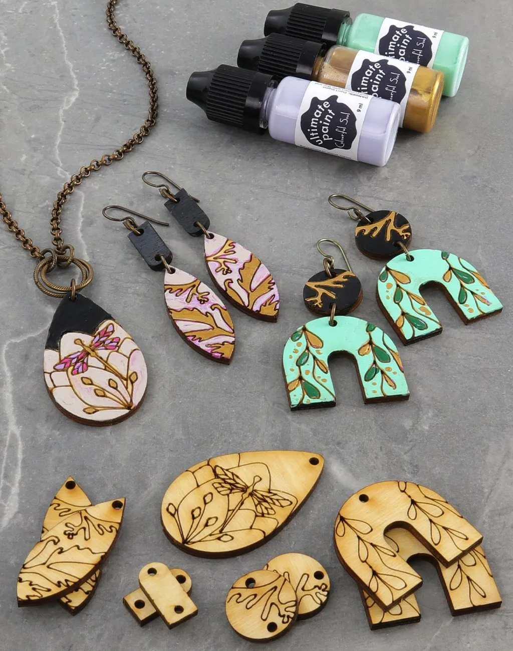 Foliage Flowers, Jewelry Pop Outs Set (3 panels)