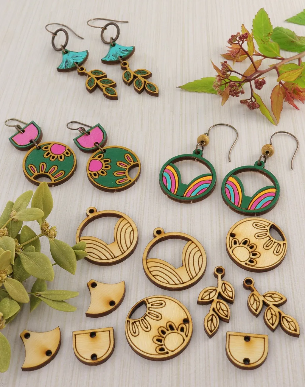 Foliage Flowers, Jewelry Pop Outs Set (3 panels)
