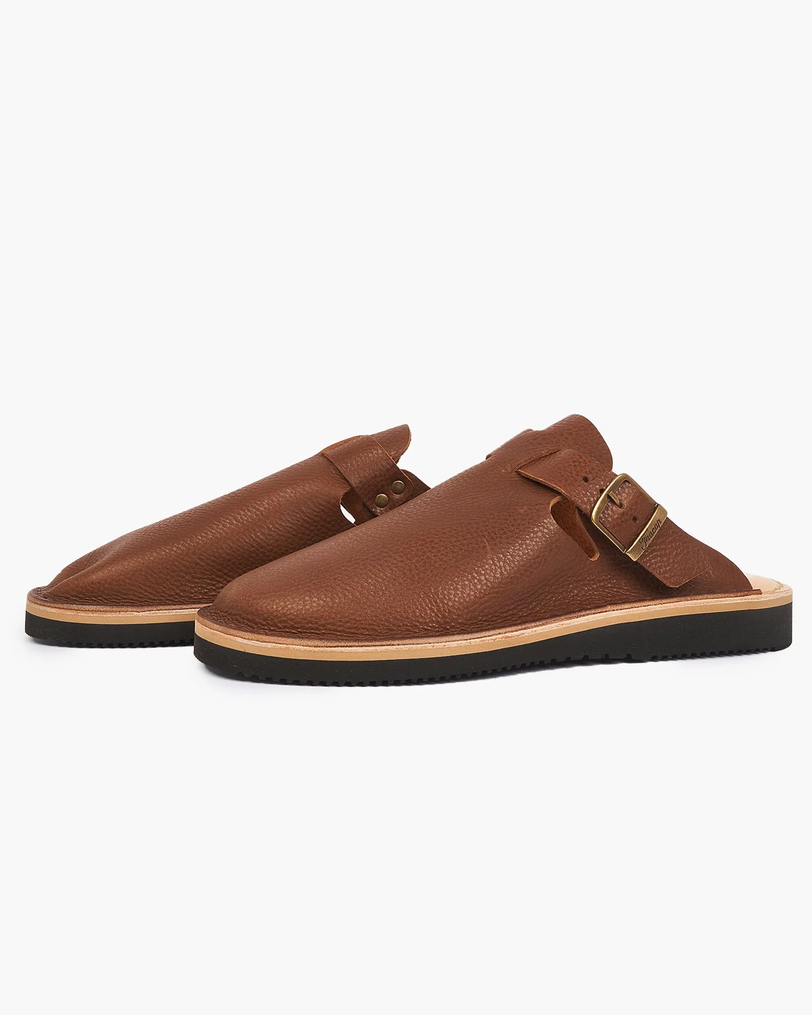 Fracap D100 Sabot Toscano Calf Leather Sandals - Cotto / Prunella Black Sole