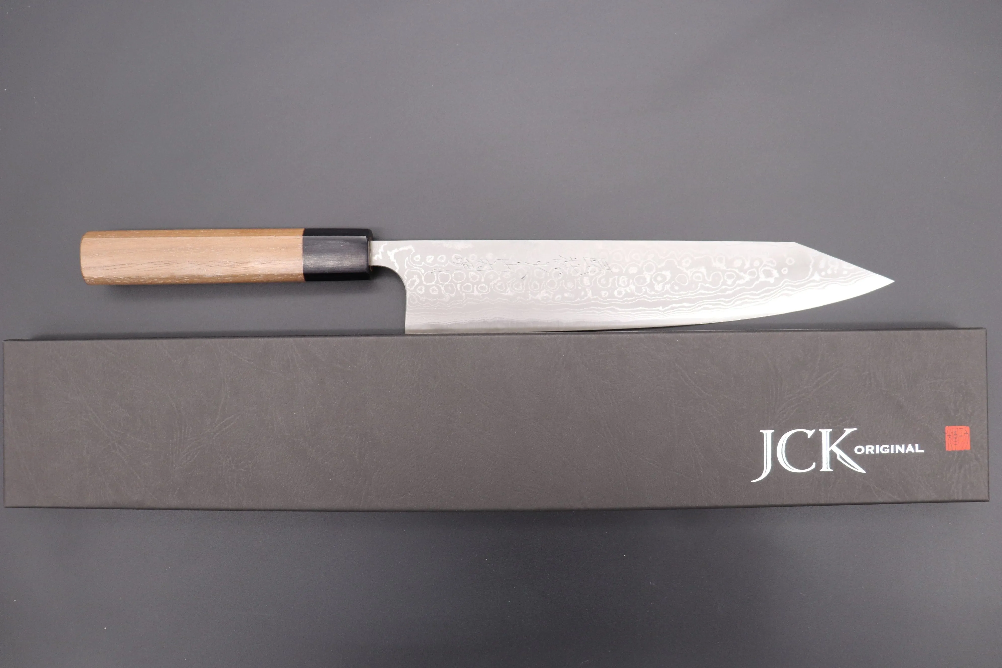 Fu-Rin-Ka-Zan Aogami Super Custom Damascus Series FASD-8W Kiritsuke Gyuto 240mm (9.4 inch, Octagonal Walnut-Wood Handle)