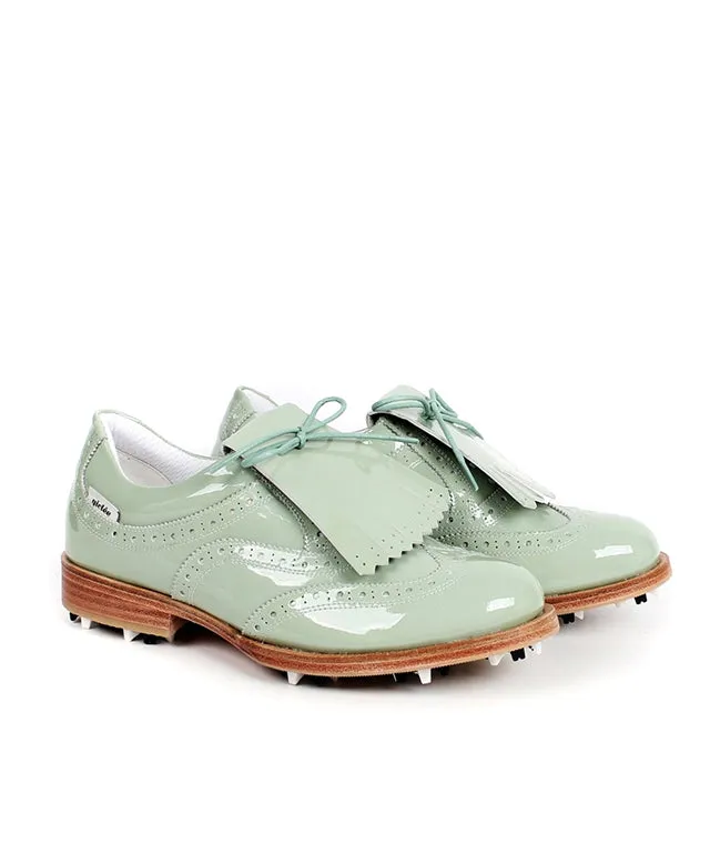 Giclee Unisex Classy Patent Premium Leather Golf Shoes - Mint