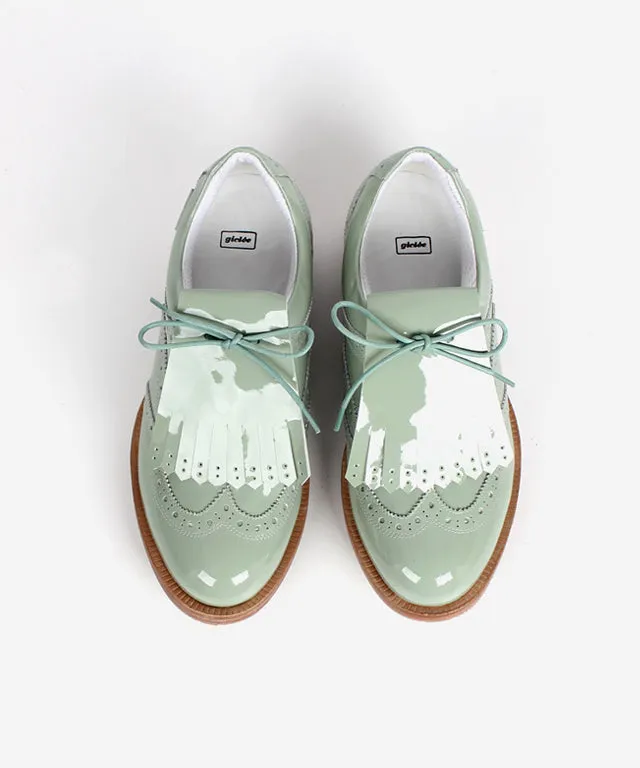 Giclee Unisex Classy Patent Premium Leather Golf Shoes - Mint
