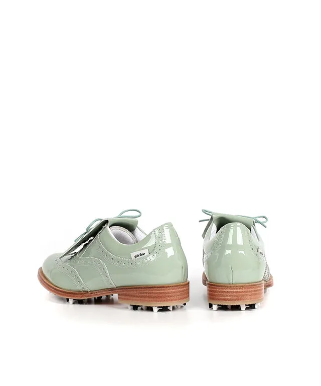 Giclee Unisex Classy Patent Premium Leather Golf Shoes - Mint