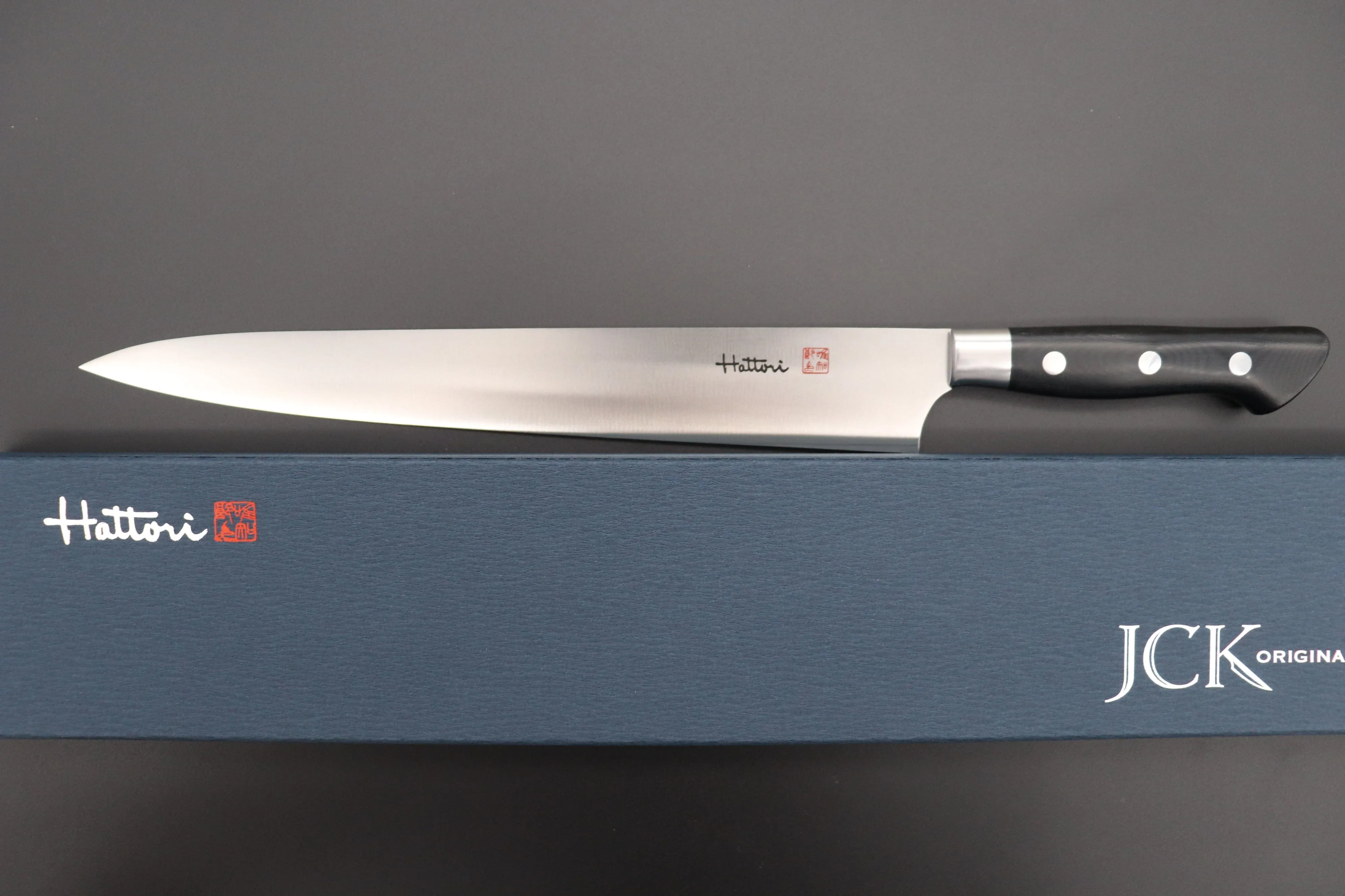 Hattori Forums FH Series Sujihiki (230mm to 300mm, 3 sizes, Black Linen Micarta Handle)