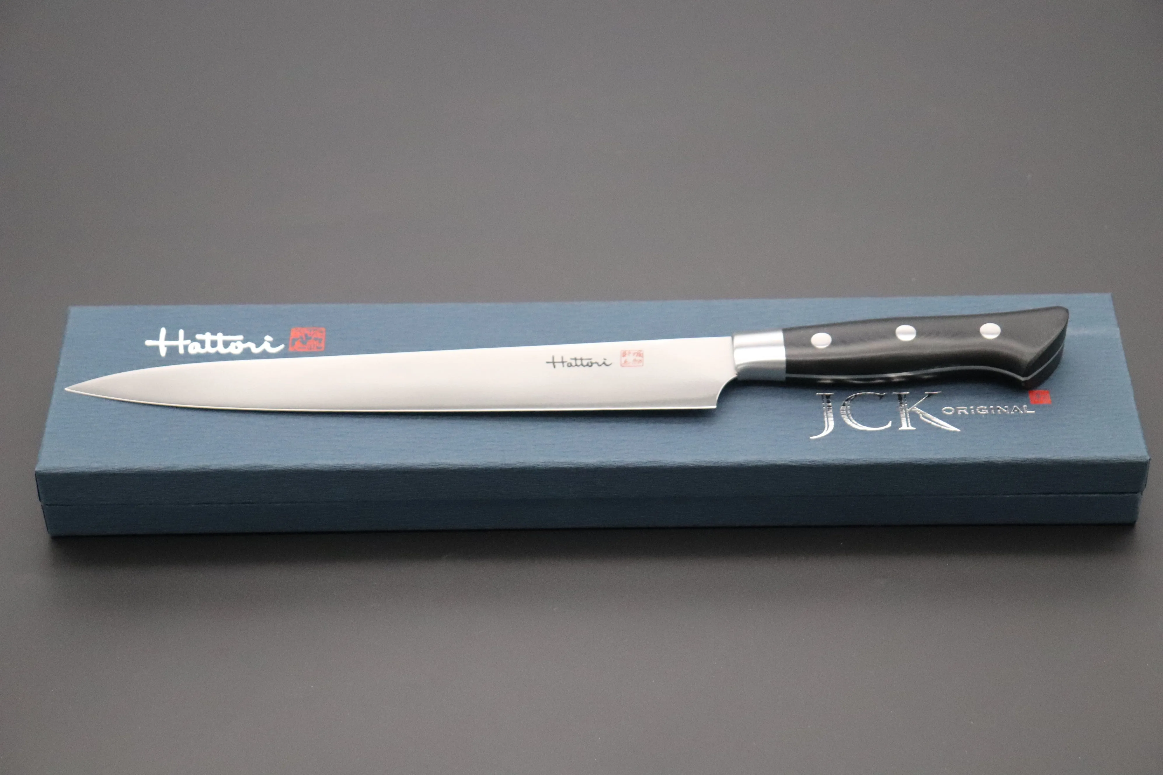 Hattori Forums FH Series Sujihiki (230mm to 300mm, 3 sizes, Black Linen Micarta Handle)