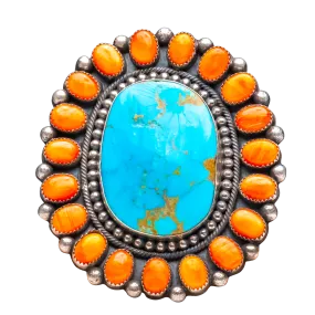 Kingman Turquoise with Spiny Oyster Shell Ring | Hemerson Brown