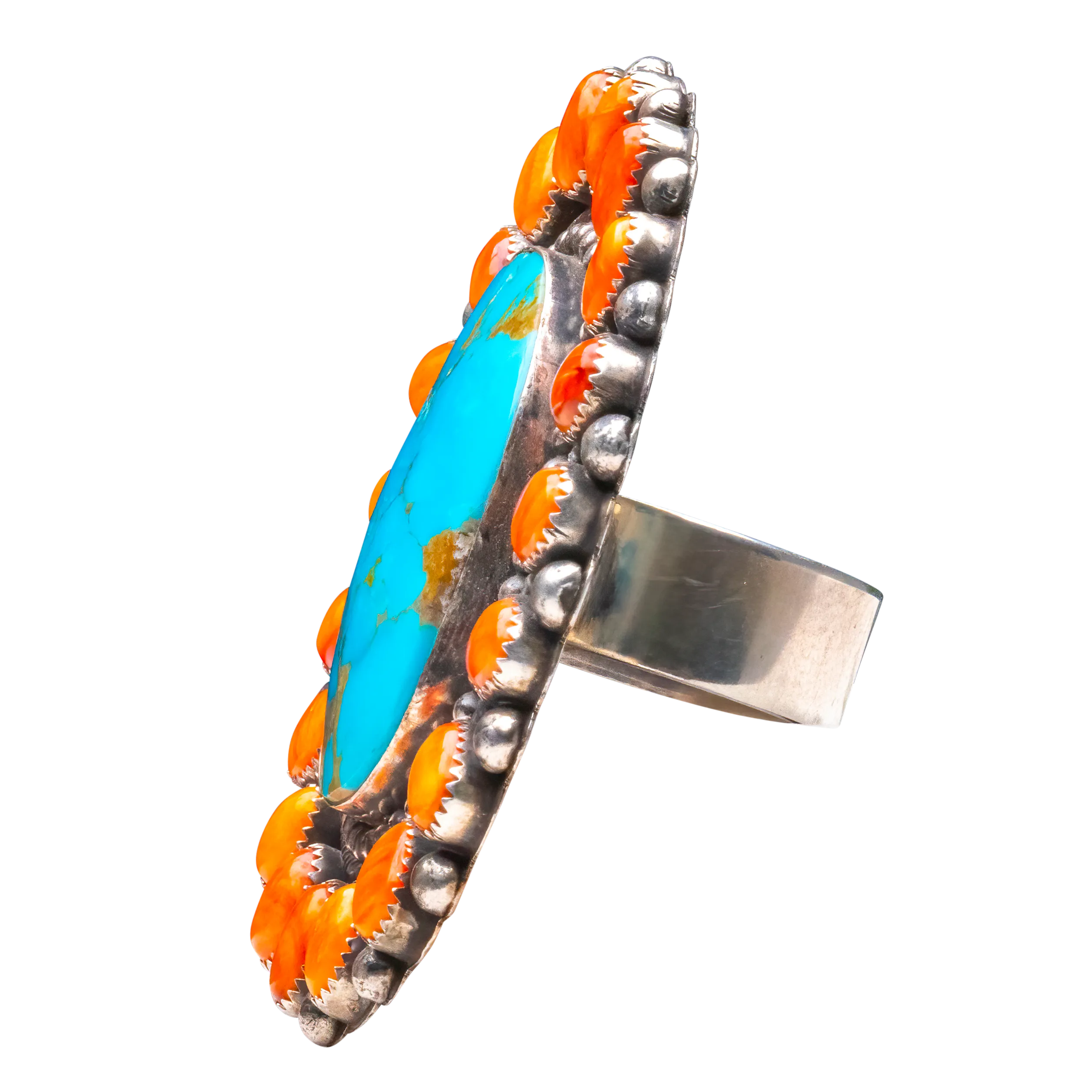 Kingman Turquoise with Spiny Oyster Shell Ring | Hemerson Brown