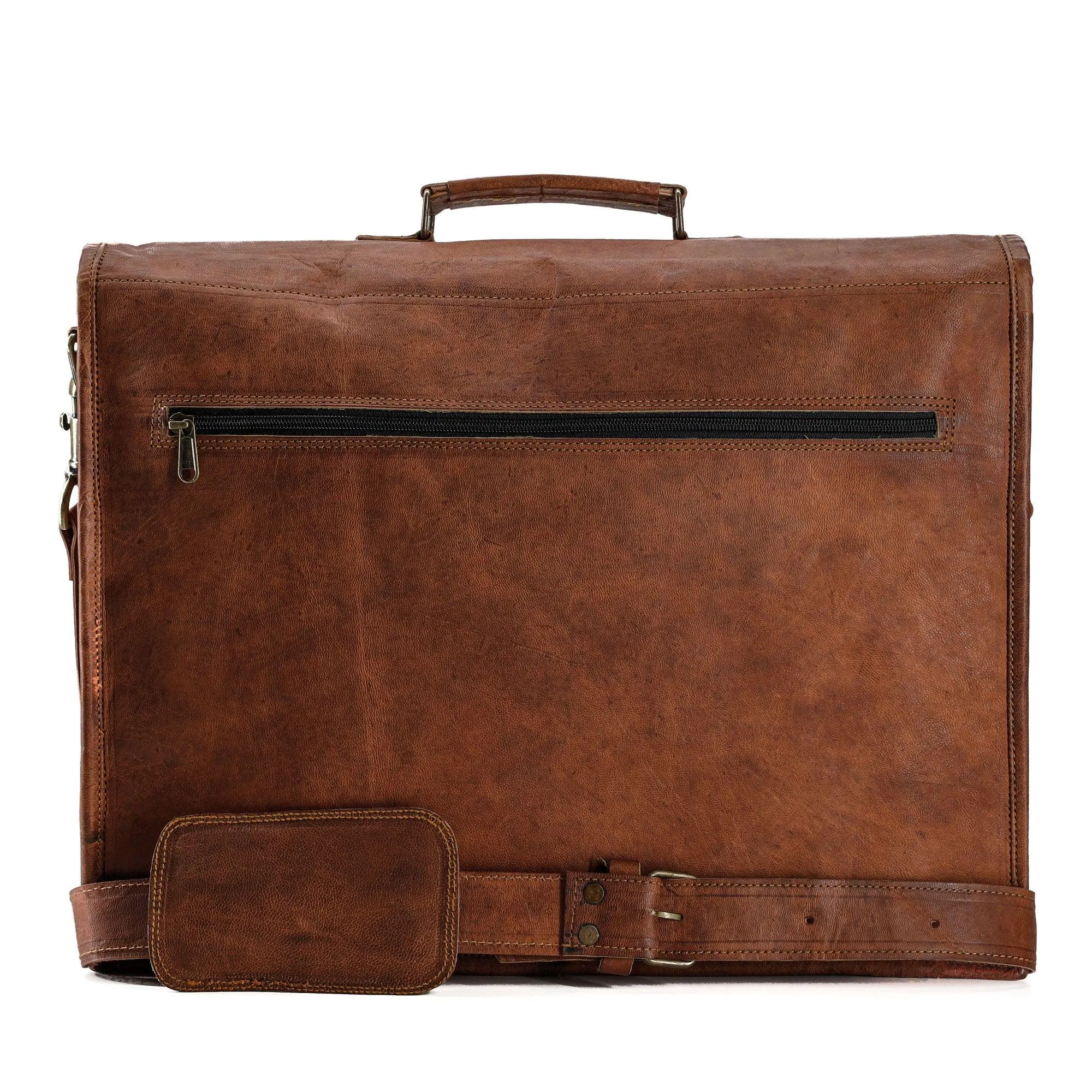 Leather 16 Inch Vintage Handmade Leather Messenger Bag for Laptop Briefcase Satchel Bag
