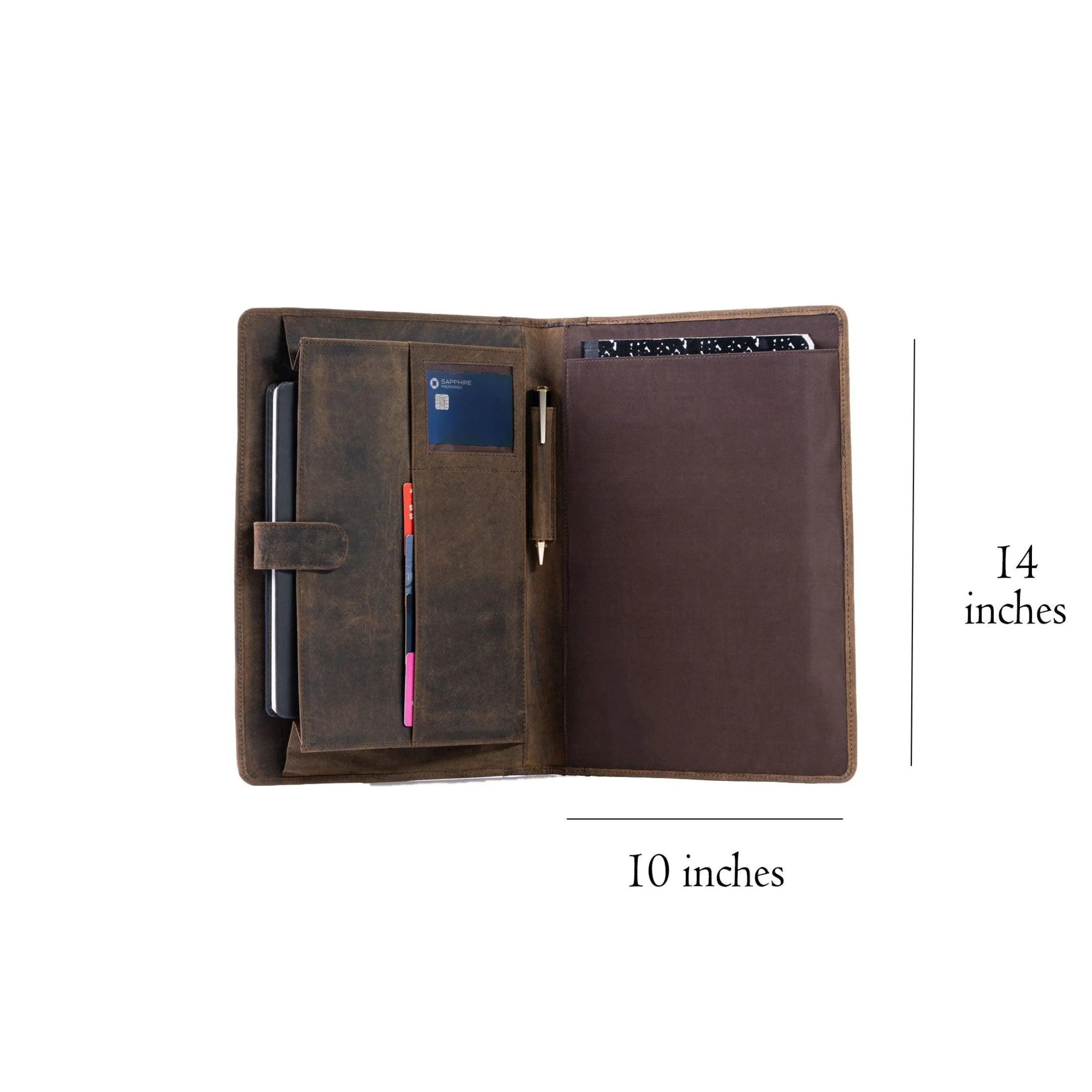 Leather Business Portfolio Folder Personal Organizer, Luxury Full Grain Leather Padfolio, Leather Folder (Buffalo Distressed Tan)