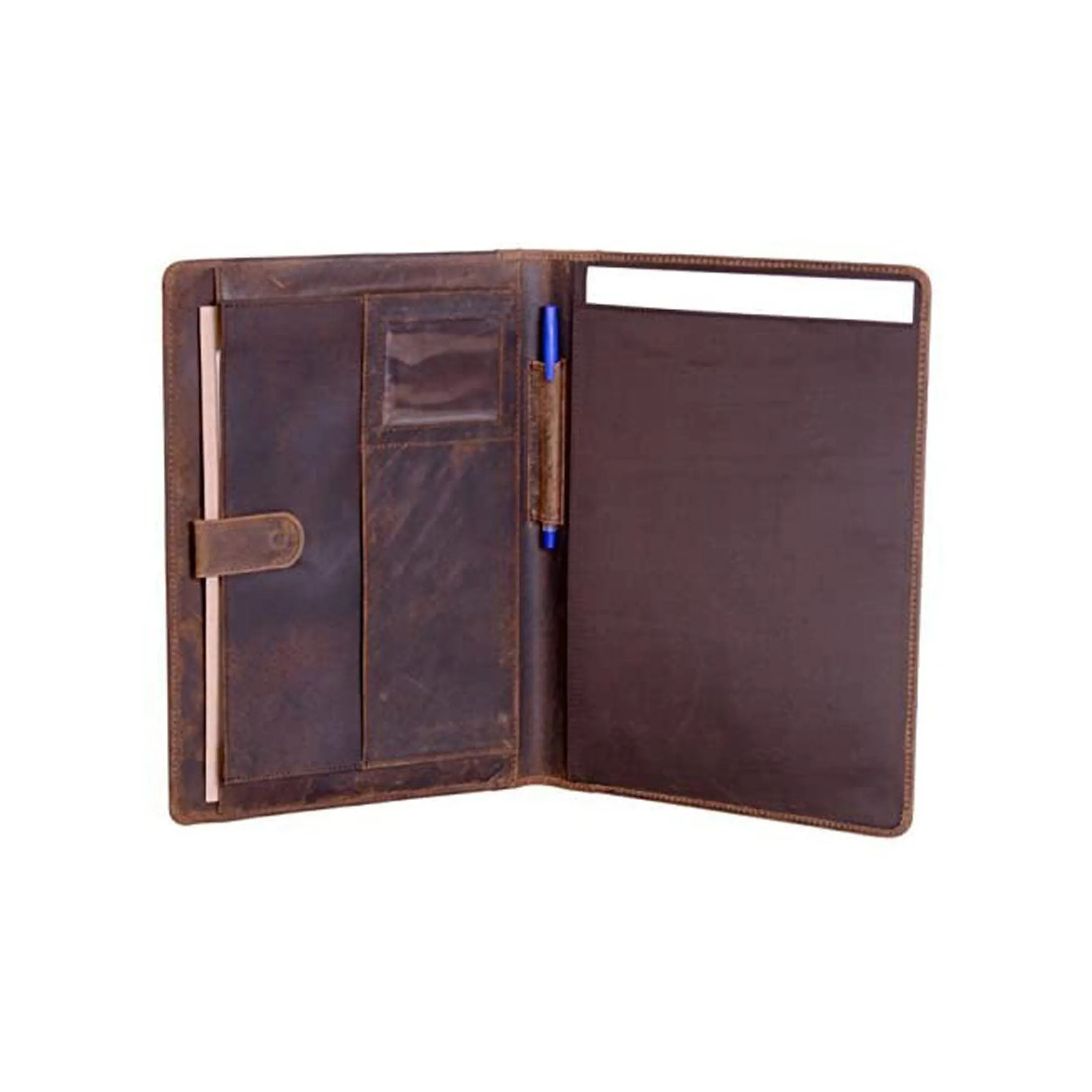 Leather Business Portfolio Folder Personal Organizer, Luxury Full Grain Leather Padfolio, Leather Folder (Buffalo Distressed Tan)