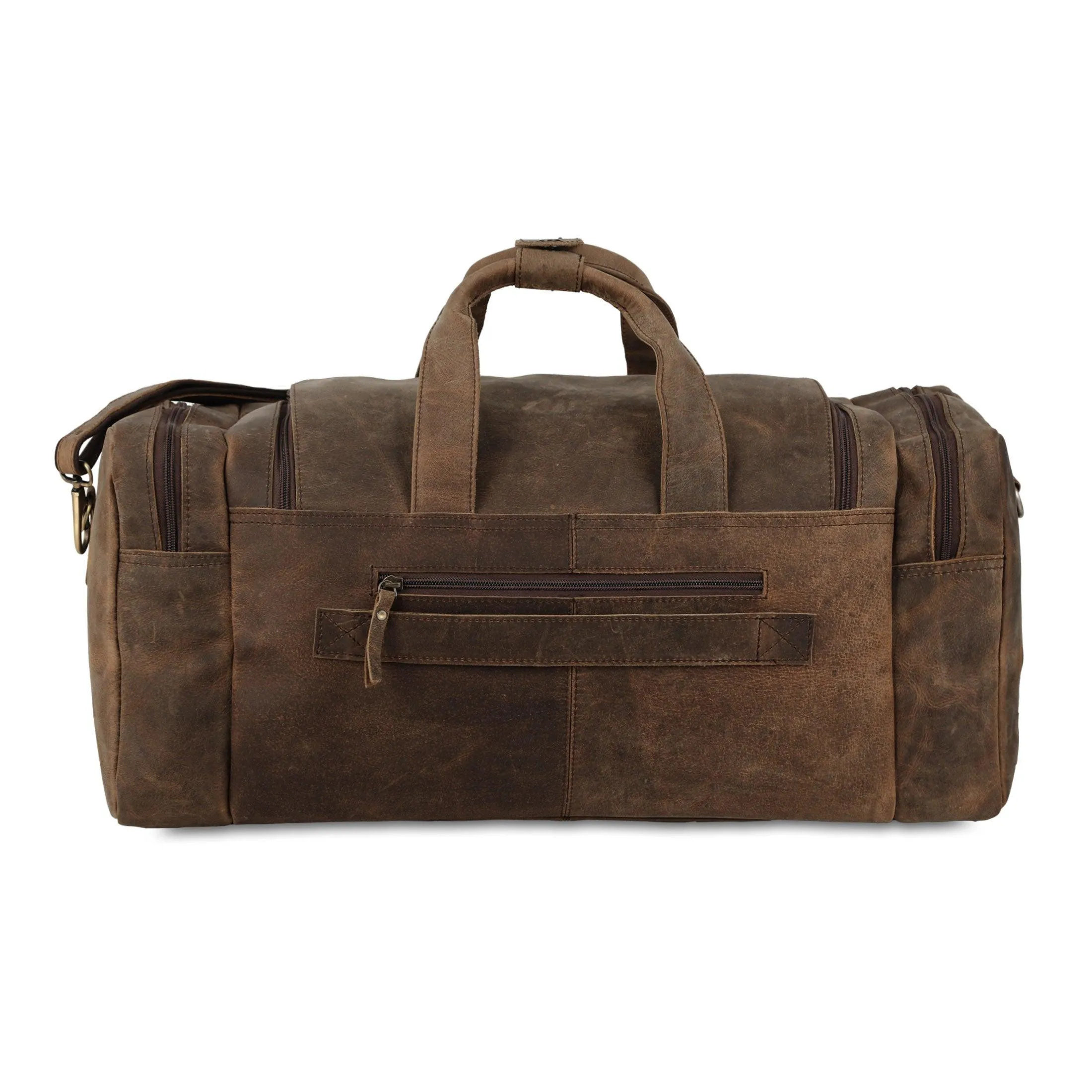 Leather duffel bag 24 Inch U Zip holdall Travel sports Weekend gym Sports