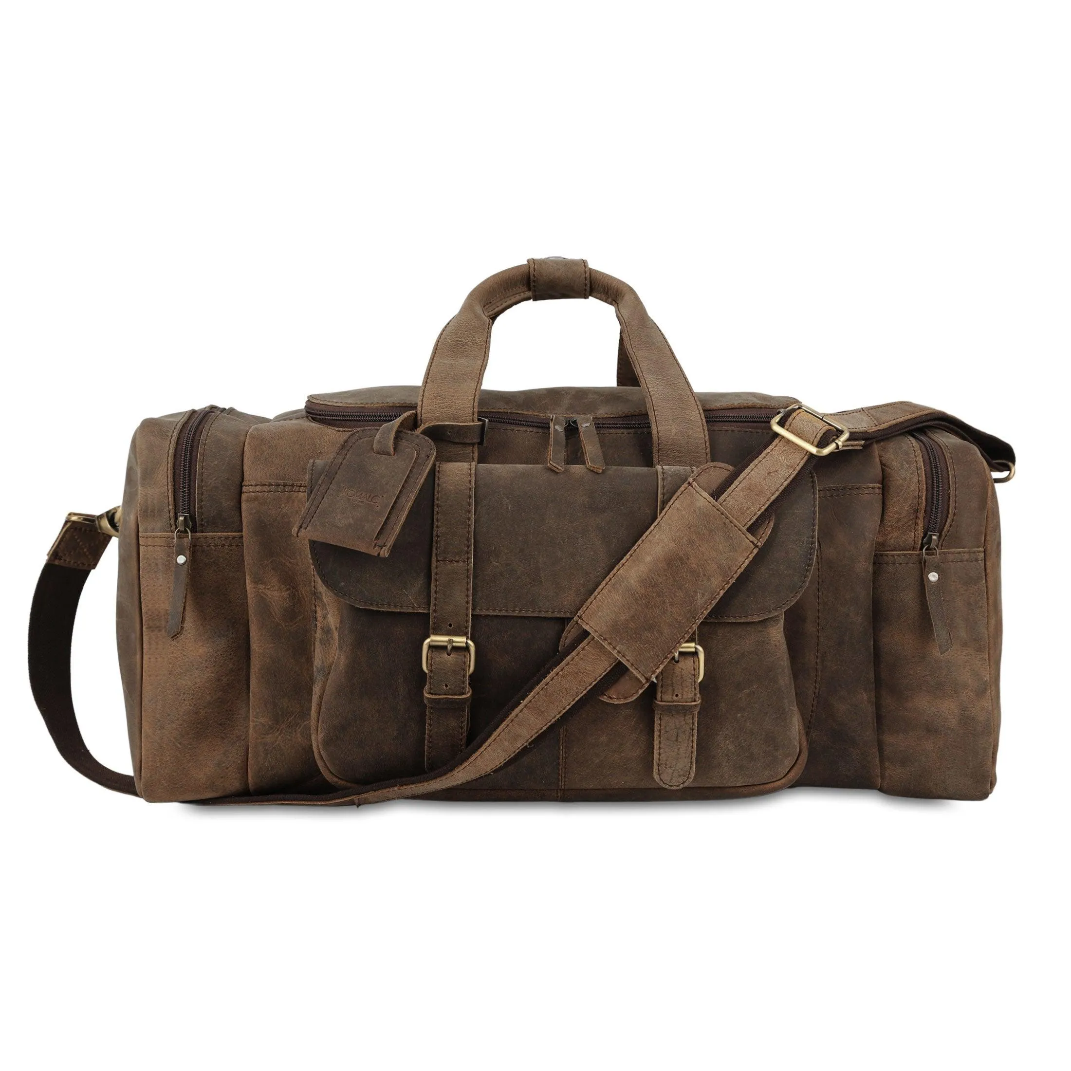 Leather duffel bag 24 Inch U Zip holdall Travel sports Weekend gym Sports