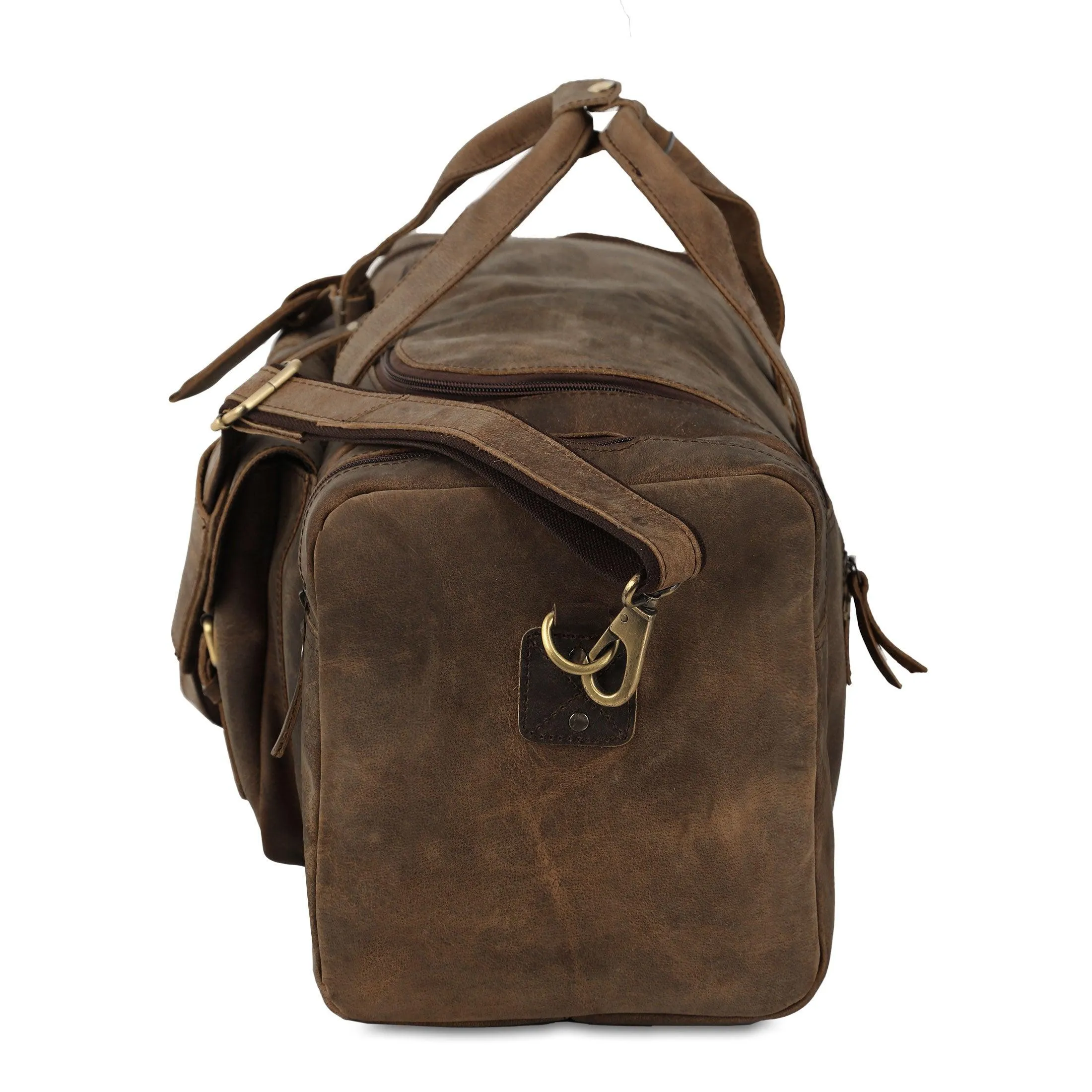 Leather duffel bag 24 Inch U Zip holdall Travel sports Weekend gym Sports