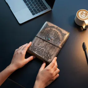 Leather Journal Refillable Lined Paper Tree of Life Handmade/Writing Notebook Diary/Bound Daily Notepad for Men & Women, Writing pad Gift for Artist, Sketch (7x5 Vintage Finish)
