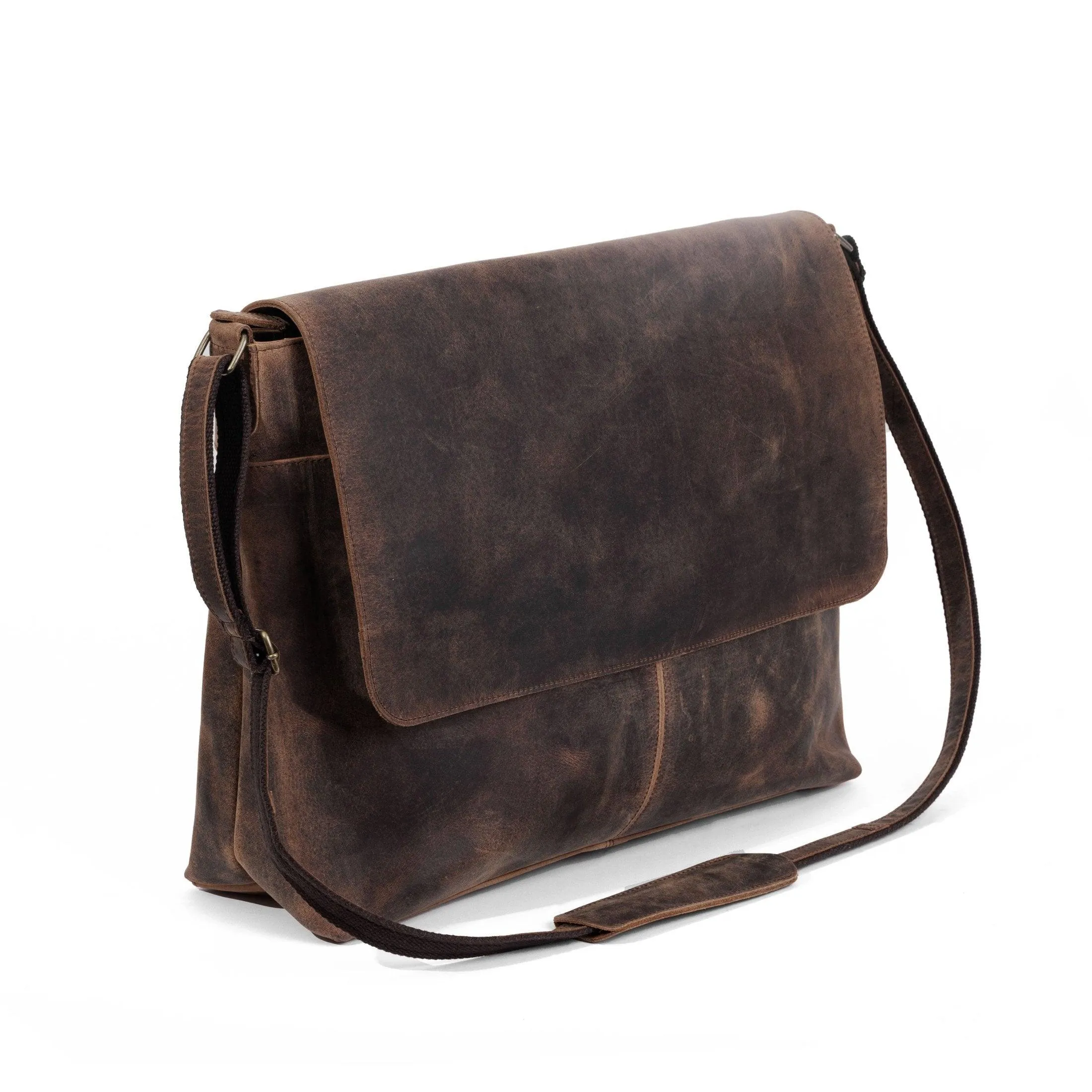 Leather messenger 18 inch satchel laptop briefcase for men and women best handmade buffalo college office computer bag