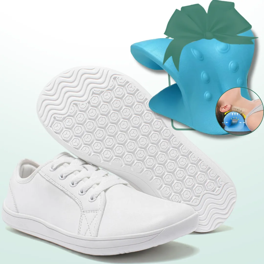 Lorry Vamp Barfuschuhe Leder Wei - Barfufit und Nackenmassagezauber
