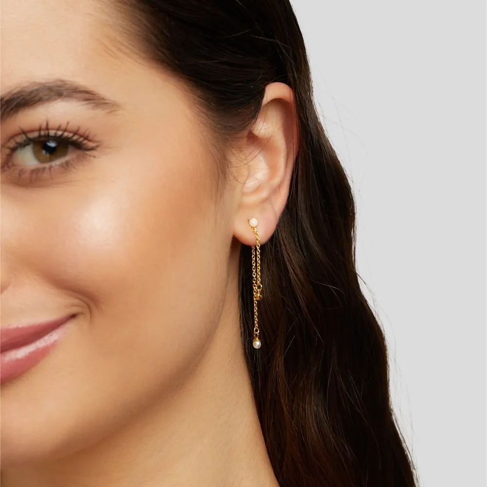 Pearl & Crystal Double Drop Earrings