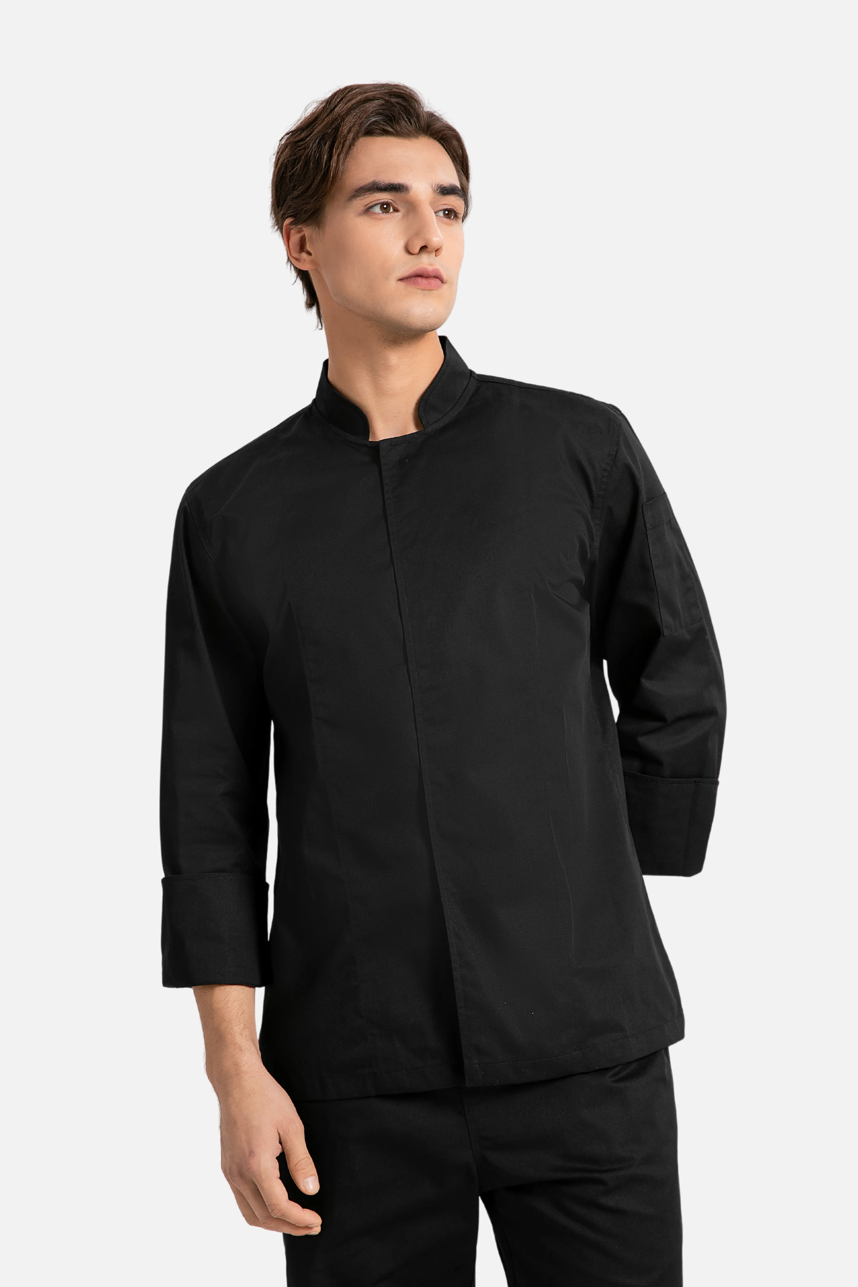 Peppermint Black Chef Jacket, Long Sleeve