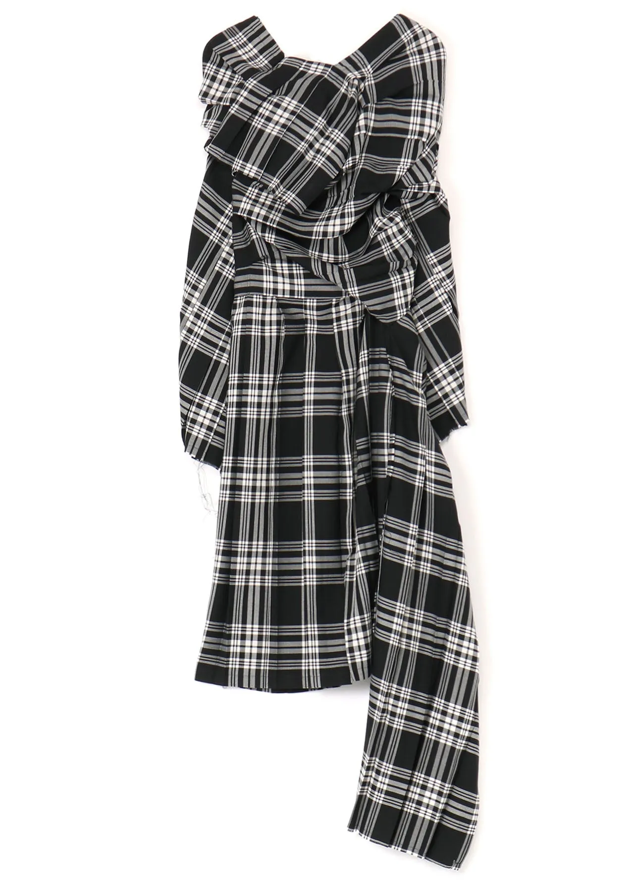 PLAID DRESS WITH TWISTED PLEATS