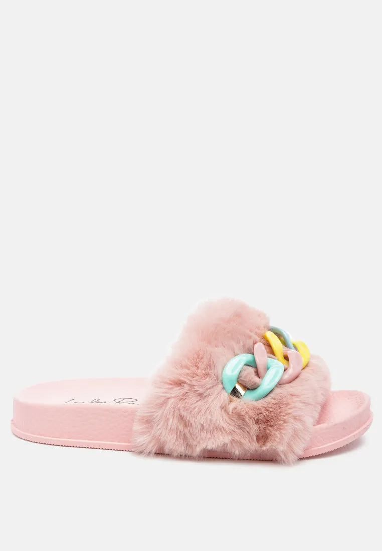 Polyp Acrylic Chain Strap Fur Slides