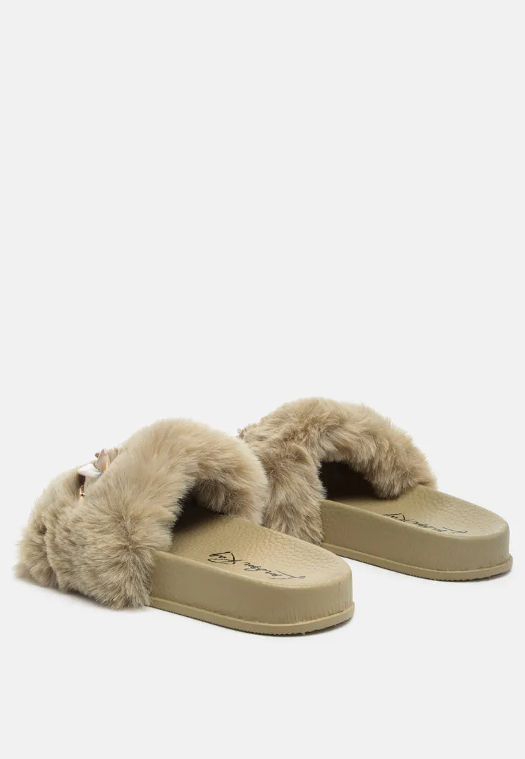 Polyp Acrylic Chain Strap Fur Slides