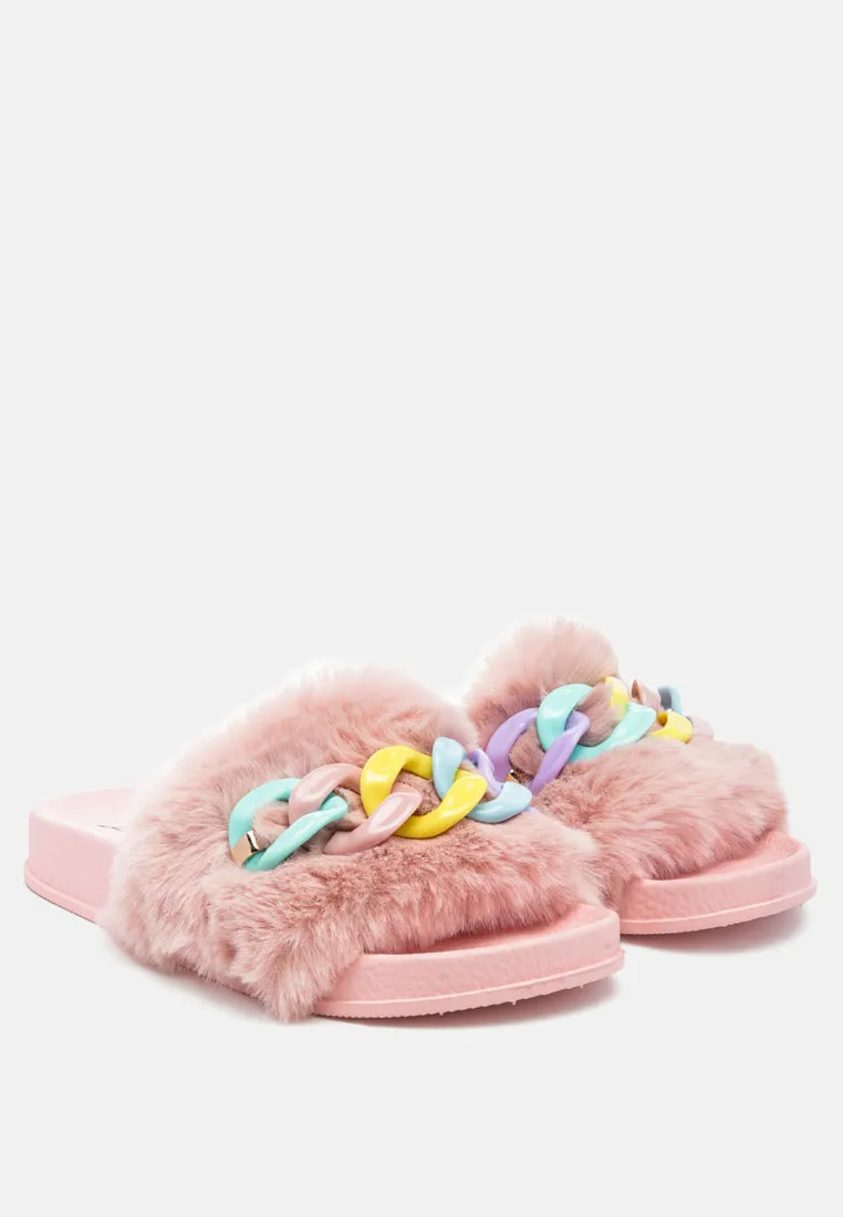 Polyp Acrylic Chain Strap Fur Slides