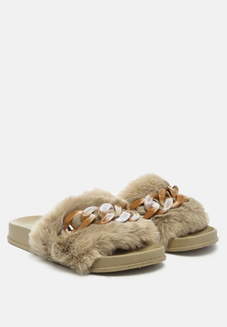Polyp Acrylic Chain Strap Fur Slides