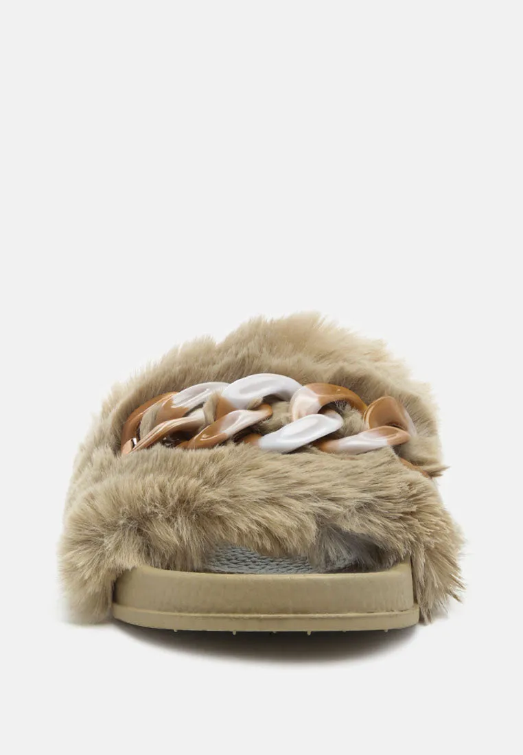 Polyp Acrylic Chain Strap Fur Slides