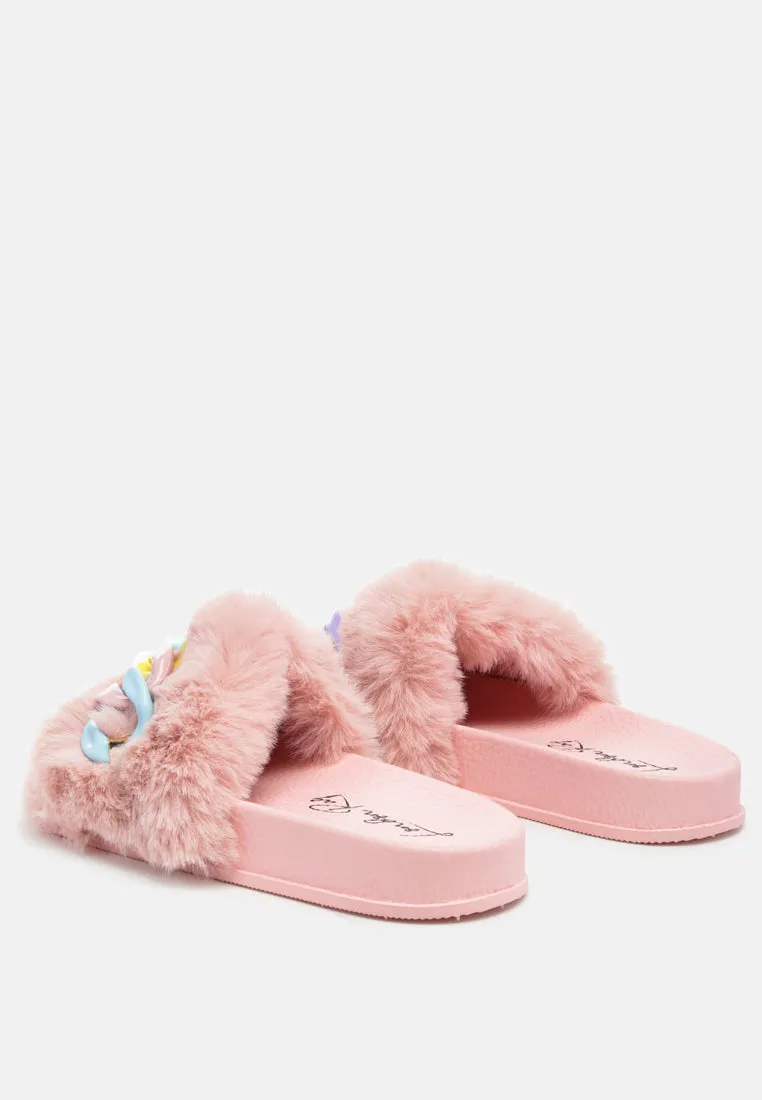 Polyp Acrylic Chain Strap Fur Slides